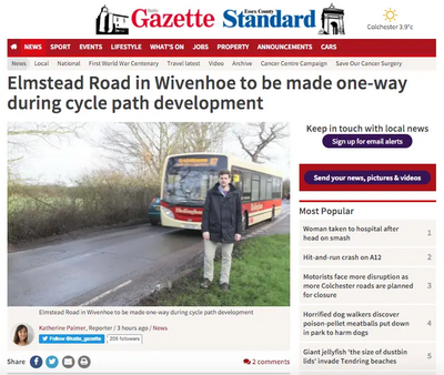 Gazette reports Wivenhoe roadworks safety concerns